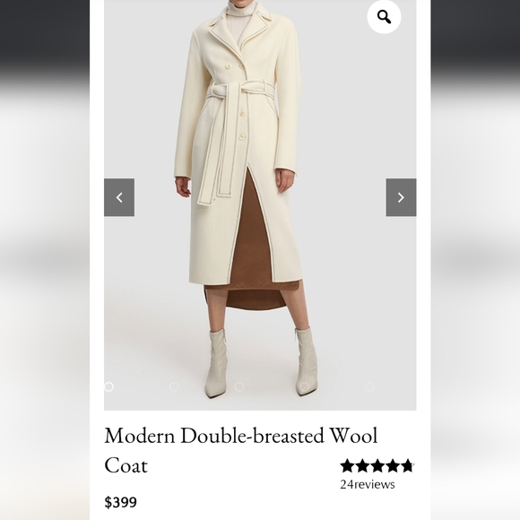 🆕 Lattelier Modern Double-Breasted Wool Cashmere Coat in Ivory - Picture 10 of 11